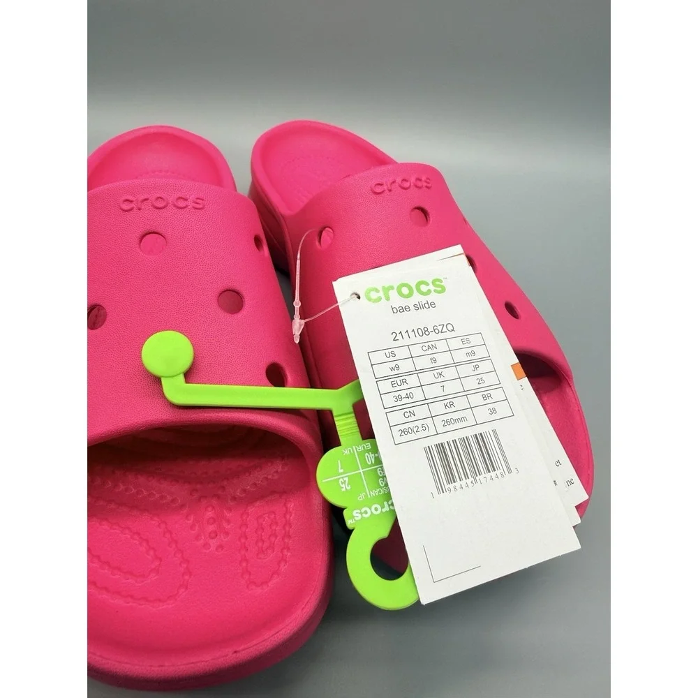 Crocs BAE Slides Slip On Platform Sandals Slide Dragon Fruit Pink Women's Size 9